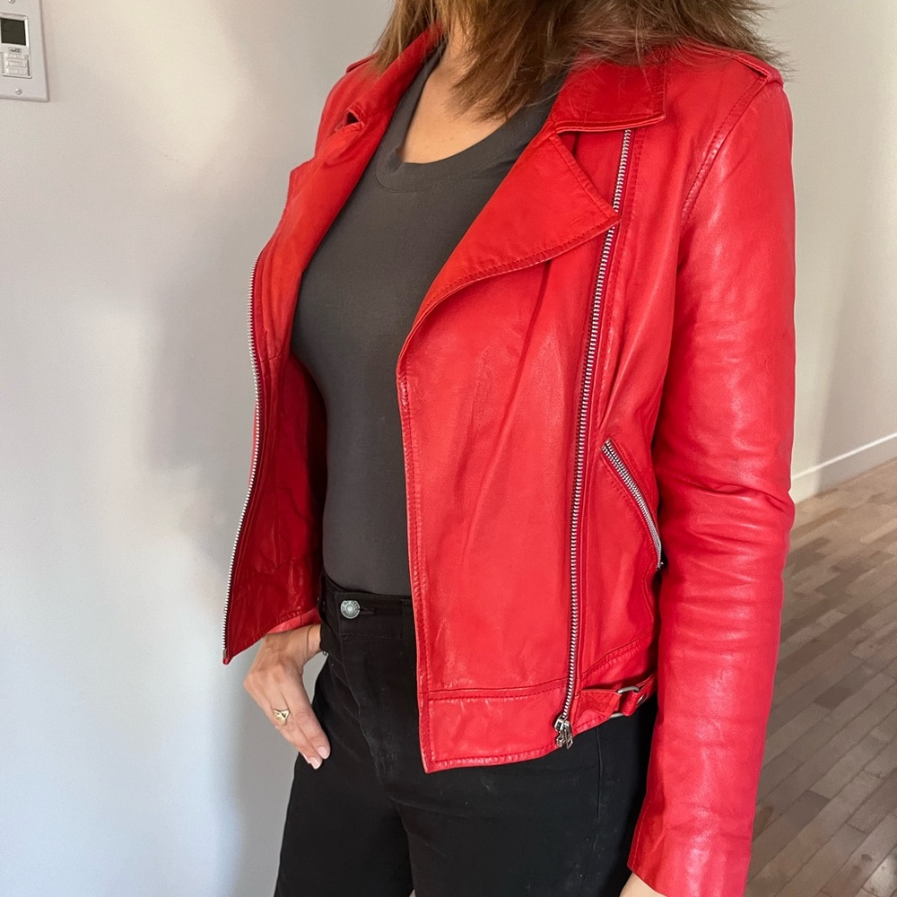 Kookai Red lamb leather perfecto